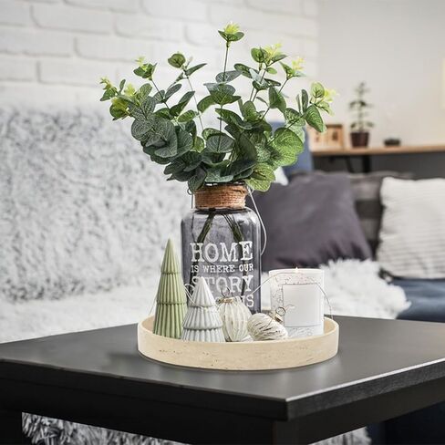 صينية مستديرة من رخام الحجر الجيري مقاس 10 بوصات، صينية تخزين مزخرفة، صينية تقديم، منظم للطاولة لطاولة الحمام في خزانة الملابس in Kuwait