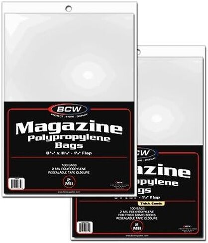 BCW Magazine Bags - 5 Pack of 500 | Acid-Free, Crystal Clear Polypropylene Sleeves for Archival-Quality Storage of Collectible Magazines | Protect and Showcase Your Valuable Comic Book Collection in Saudi Arabia