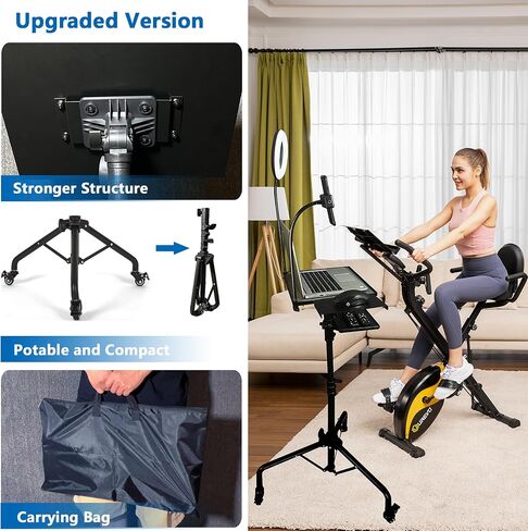 Projector Tripod Stand with Wheels Adjustable Height Laptop Tripod Stand with LED Ring Light Carrying Bag 2 Shelves Mouse Tray Phone Holder Projector Music Stand Portable Laptop Floor Stand in Saudi Arabia