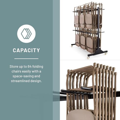 Safco Two-Tier Folding Chair Cart, Heavy Duty Black Powder Coated Storage Cart, Holds 84 Chairs, Commercial-Grade Steel for Increased Durability in Saudi Arabia
