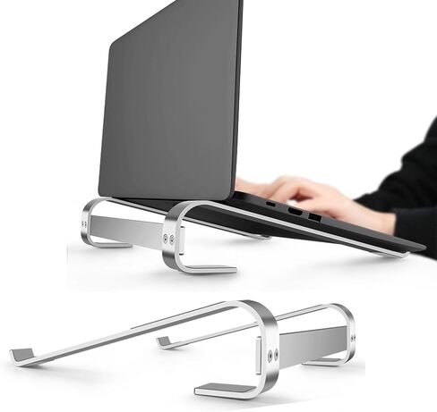 Laptop Stand for Desk, Ergonomic Laptop Risers for MacBook, Ventilated Laptop Holder Riser Compatible 13 14 15.6 Inch MacBook Pro Air/HP/Dell/Lenovo,Cooling Computer Stand Accessories. (Silver ) in Saudi Arabia