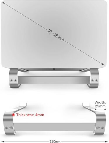 Laptop Stand for Desk, Ergonomic Laptop Risers for MacBook, Ventilated Laptop Holder Riser Compatible 13 14 15.6 Inch MacBook Pro Air/HP/Dell/Lenovo,Cooling Computer Stand Accessories. (Silver ) in Saudi Arabia