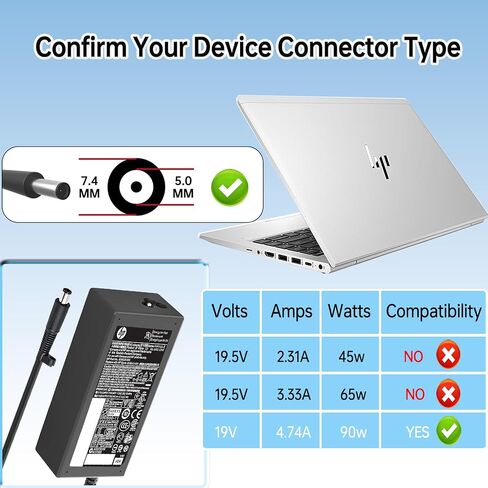 90W Laptop Charger for HP Elitebook 8440p 8460p 8470p ProBook 640 G1 6460b 6470b for Compaq CQ40 CQ42 CQ45 CQ60 6710b 6715b 6910p 8510p 608428-001 608428-002 Replacement Power Supply Adapter in Saudi Arabia