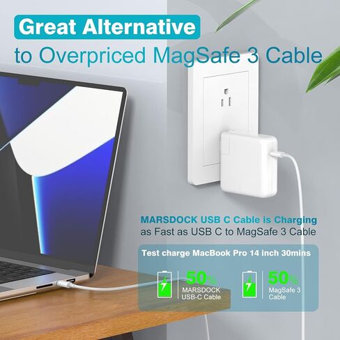 شاحن لجهاز MacBook Pro - محول طاقة USB C بقدرة 96 وات لجهاز MacBook Pro 16 15 14 13 بوصة 2022، 2021، 2020، 2019، MacBook Air، iPad، USBC & Type C كمبيوتر محمول، كابل شحن USB C إلى C بطول 6.6 قدم، جودة أصلية in Kuwait