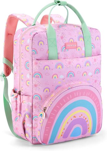 mommore Kids Backpack Girls, Durable Large Toddler Bookbag with Double Handles, Water Resistant Rainbow Backpack with Chest Strap for Preschool Kindergarten Travel in Saudi Arabia
