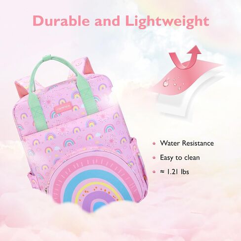mommore Kids Backpack Girls, Durable Large Toddler Bookbag with Double Handles, Water Resistant Rainbow Backpack with Chest Strap for Preschool Kindergarten Travel in Saudi Arabia