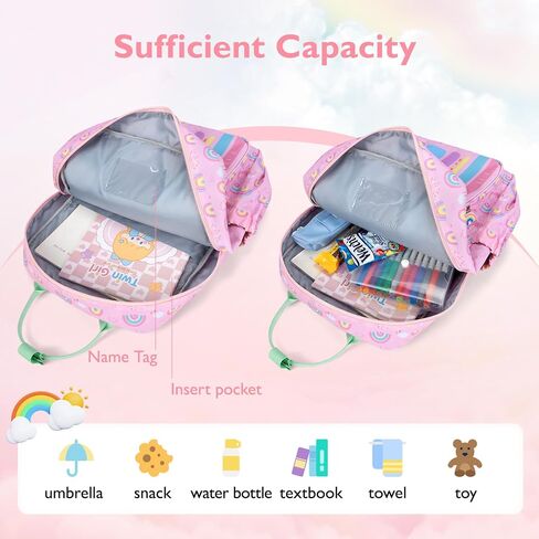 mommore Kids Backpack Girls, Durable Large Toddler Bookbag with Double Handles, Water Resistant Rainbow Backpack with Chest Strap for Preschool Kindergarten Travel in Saudi Arabia