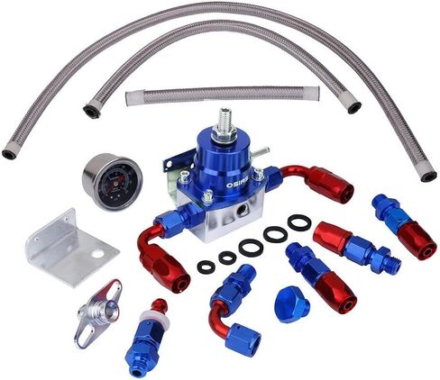 Universal Adjustable Aluminum FPR Fuel Pressure Regulator Kit +160 Psi Pressure Gage AN6-6AN Fuel Line,Hose Fitting Connectors Kit … in Saudi Arabia