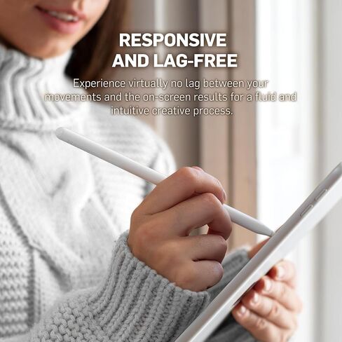 قلم Adonit SE (أبيض) قابل للتركيب مغناطيسيًا لرفض راحة اليد للكتابة/الرسم متوافق مع iPad 6th-10th، iPad Mini 5th/6th، iPad Air 3rd-5th، iPad Pro 11" 1st-4th، iPad Pro 12.9" 3rd-6th in Kuwait