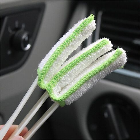 Microfiber Blinds Duster, Hand Held Automotive Air Vent Conditioner Brush and Cleaner Cloth, House Car Office Dust Collector Cleaning Cloth Tool for Keyboard Car Window Leaves Blinds Shutter Fan in Kuwait