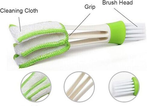 Microfiber Blinds Duster, Hand Held Automotive Air Vent Conditioner Brush and Cleaner Cloth, House Car Office Dust Collector Cleaning Cloth Tool for Keyboard Car Window Leaves Blinds Shutter Fan in Kuwait