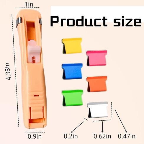 Reusable Push Clip Stapler, 3 Pcs Clam Clip Dispensers with 100 Metal Refill Clips（50 Colorful + 50 Silver）for Office Document School Supplies Home Snacks in Kuwait