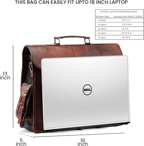 Handmade World Vintage Genuine Leather Large Messenger Bag 18 Inch Laptop Computer Bags Office Work Satchel Briefcase (18 Inch) in Saudi Arabia