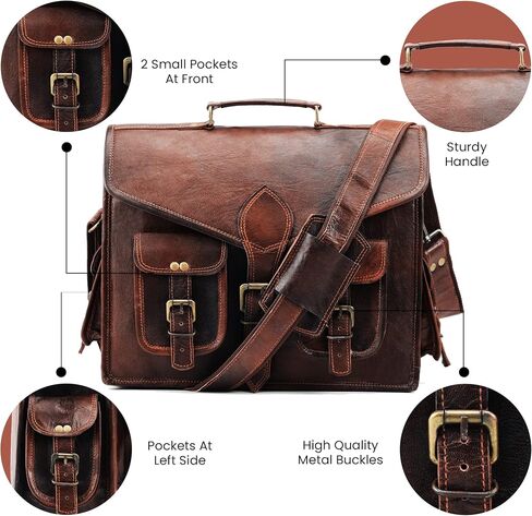 Handmade World Vintage Genuine Leather Large Messenger Bag 18 Inch Laptop Computer Bags Office Work Satchel Briefcase (18 Inch) in Saudi Arabia