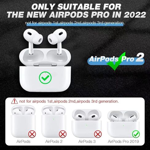 غطاء حافظة لجهاز AirPods Pro الجيل الثاني/الأول، غطاء حماية صلب مقاوم للصدمات لكامل الجسم لهاتف AirPods Pro 2/Pro للنساء والرجال، شاشة LED أمامية مرئية in Kuwait