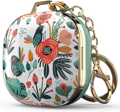 حافظة لهاتف Galaxy Buds FE/Galaxy Buds 2 Pro/Galaxy Buds Pro/Galaxy Buds 2/ Galaxy Buds Live، غلاف صلب منقوش لطيف مع مشبك للنساء والرجال (نعناعي) in Kuwait