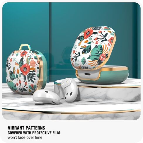 حافظة لهاتف Galaxy Buds FE/Galaxy Buds 2 Pro/Galaxy Buds Pro/Galaxy Buds 2/ Galaxy Buds Live، غلاف صلب منقوش لطيف مع مشبك للنساء والرجال (نعناعي) in Kuwait