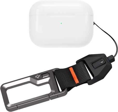 Spigen Lanyard with Carabiner Designed for AirPods Pro 2nd Generation Case 2022/2023 (USB-C/Lightening Cable) Durable Lanyard Strap with Carabiner [AirPods Pro 2/Universal Lanyard] - Black in Saudi Arabia