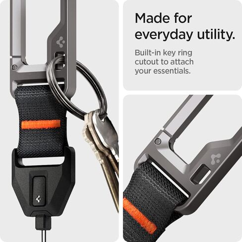 Spigen Lanyard with Carabiner Designed for AirPods Pro 2nd Generation Case 2022/2023 (USB-C/Lightening Cable) Durable Lanyard Strap with Carabiner [AirPods Pro 2/Universal Lanyard] - Black in Saudi Arabia