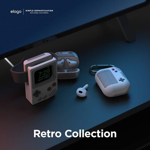 elago AW5 Compatible with AirPods 3rd Generation Case (2021), Classic Handheld Game Console Design Case Compatible with Apple AirPods 3, Carabiner Included [Black] in Kuwait
