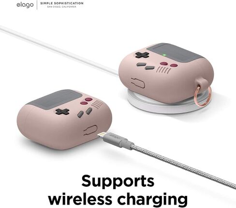 elago AW5 Compatible with AirPods 3rd Generation Case (2021), Classic Handheld Game Console Design Case Compatible with Apple AirPods 3, Carabiner Included [Black] in Kuwait