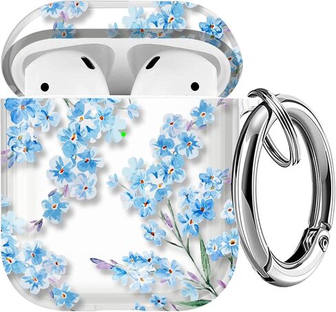 غطاء حافظة Maxjoy for AirPods، حافظة AirPod شفافة على شكل زهرة للنساء والرجال حافظة iPod شفافة ناعمة ولطيفة مع مشبك سلسلة مفاتيح متوافقة مع AirPod 2nd 1st Gen Charging Case 2&1، زهري in Saudi Arabia