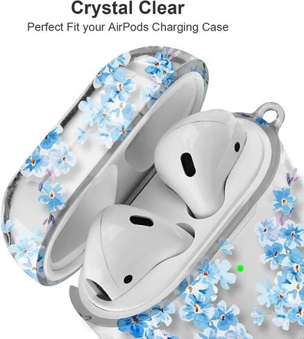 غطاء حافظة Maxjoy for AirPods، حافظة AirPod شفافة على شكل زهرة للنساء والرجال حافظة iPod شفافة ناعمة ولطيفة مع مشبك سلسلة مفاتيح متوافقة مع AirPod 2nd 1st Gen Charging Case 2&1، زهري in Saudi Arabia