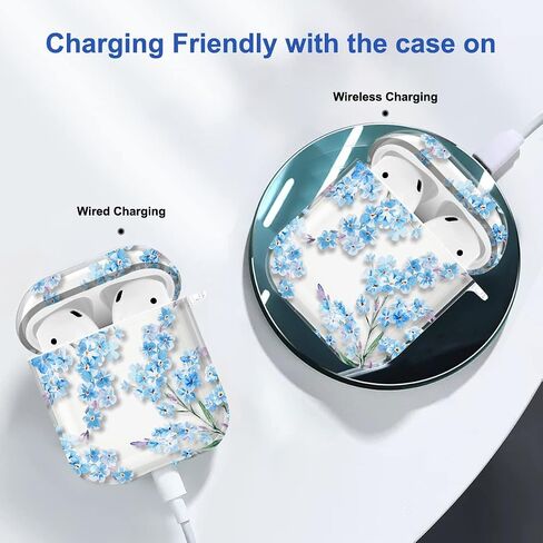 غطاء حافظة Maxjoy for AirPods، حافظة AirPod شفافة على شكل زهرة للنساء والرجال حافظة iPod شفافة ناعمة ولطيفة مع مشبك سلسلة مفاتيح متوافقة مع AirPod 2nd 1st Gen Charging Case 2&1، زهري in Saudi Arabia