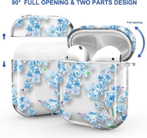 غطاء حافظة Maxjoy for AirPods، حافظة AirPod شفافة على شكل زهرة للنساء والرجال حافظة iPod شفافة ناعمة ولطيفة مع مشبك سلسلة مفاتيح متوافقة مع AirPod 2nd 1st Gen Charging Case 2&1، زهري in Saudi Arabia