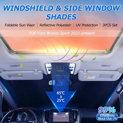 Karltys Sunshade for Toyota 4Runner 2010-2025, Upgraded Double Layer 210T 4Runner Windshield Sun Shade & Front Side Window Cover, Foldable Car UV Ray Sun Visor Protector Keep Vehicle Cool (3PCS) in Saudi Arabia