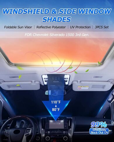 Karltys Sunshade for Toyota 4Runner 2010-2025, Upgraded Double Layer 210T 4Runner Windshield Sun Shade & Front Side Window Cover, Foldable Car UV Ray Sun Visor Protector Keep Vehicle Cool (3PCS) in Saudi Arabia