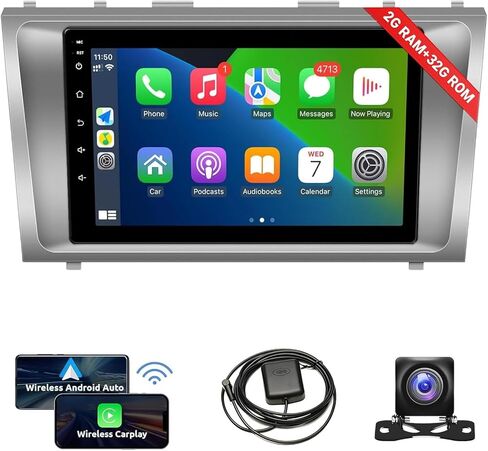 Leadfan Android Car Stereo for Toyota Camry 2006 2007 2008 2009 2010 2011، 9 بوصة HD شاشة تعمل باللمس راديو السيارة مع Carplay Android Auto Bluetooth FM Radio GPS Navigation WiFi Backup Camera USB in Saudi Arabia