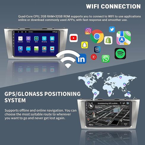 Leadfan Android Car Stereo for Toyota Camry 2006 2007 2008 2009 2010 2011، 9 بوصة HD شاشة تعمل باللمس راديو السيارة مع Carplay Android Auto Bluetooth FM Radio GPS Navigation WiFi Backup Camera USB in Saudi Arabia