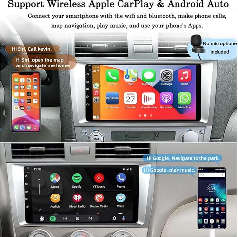 Leadfan Android Car Stereo for Toyota Camry 2006 2007 2008 2009 2010 2011، 9 بوصة HD شاشة تعمل باللمس راديو السيارة مع Carplay Android Auto Bluetooth FM Radio GPS Navigation WiFi Backup Camera USB in Saudi Arabia