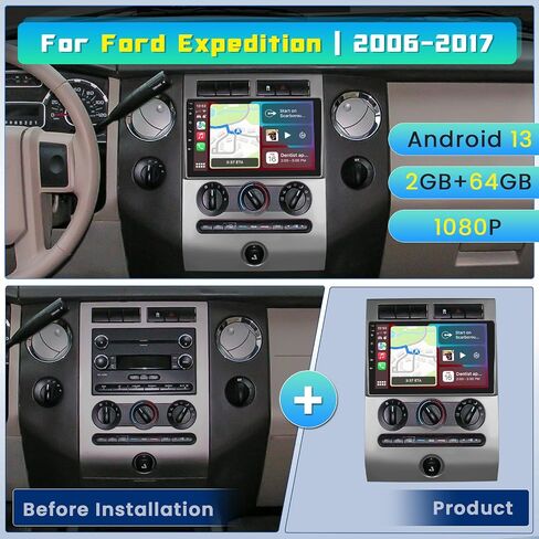 راديو ستيريو للسيارة Hi-Fi 2+64G Android 13 لسيارة Ford Expedition 2006-2017 (مكيف الهواء اليدوي)، شاشة لمس عالية الدقة مقاس 9 بوصات مع Apple CarPlay Android Auto اللاسلكي، كاميرا احتياطية AHD، وصلة مرآة، GPS، WiFi in Saudi Arabia