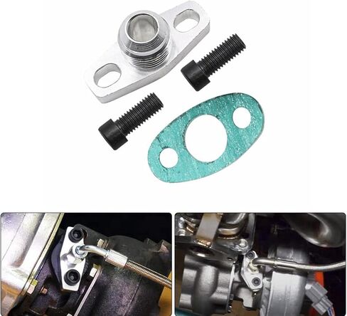 1 PC Car Turbocharger, GT28 GT30 Joint AN10 Garrett Metal Alloy Flange Turbine Oil Inlet Repair Kit, Turbine Oil Return Drain Flange Adapter, Universal Accessories for Most Cars (Silver) in Kuwait