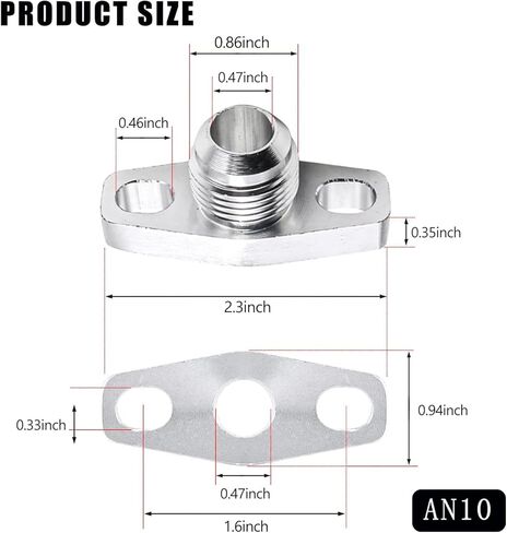 1 PC Car Turbocharger, GT28 GT30 Joint AN10 Garrett Metal Alloy Flange Turbine Oil Inlet Repair Kit, Turbine Oil Return Drain Flange Adapter, Universal Accessories for Most Cars (Silver) in Kuwait