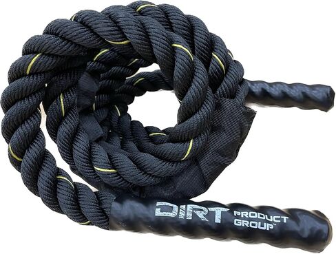 حبل DIRT - حبل القفز الموزون - قبضة محسنة وأكمام واقية - حبال معركة التمرين - تمرين الجسم بالكامل - اللياقة البدنية - التمارين المنزلية، صالة الألعاب الرياضية، تدريب القلب والتحمل - الرجال والنساء - 3 أرطال in Kuwait