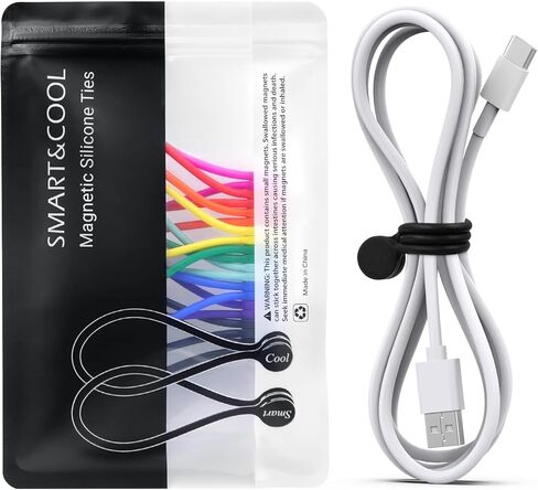SMART&COOL Reusable Silicone Magnetic Cable Ties for Bundling and Organizing, Holding Stuff, Book Markers, Fridge Magnets, or Just for Fun, Assorted Color, 7.16'' (10-Pack, Multi) in Saudi Arabia