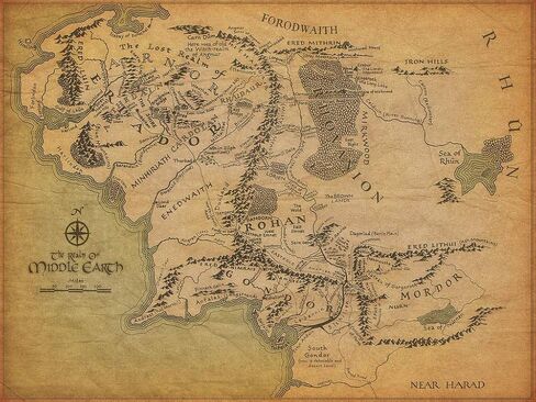 LORD OF THE RINGS - MIDDLE EARTH MAP POSTER - 16x24(40x60cm) in Saudi Arabia