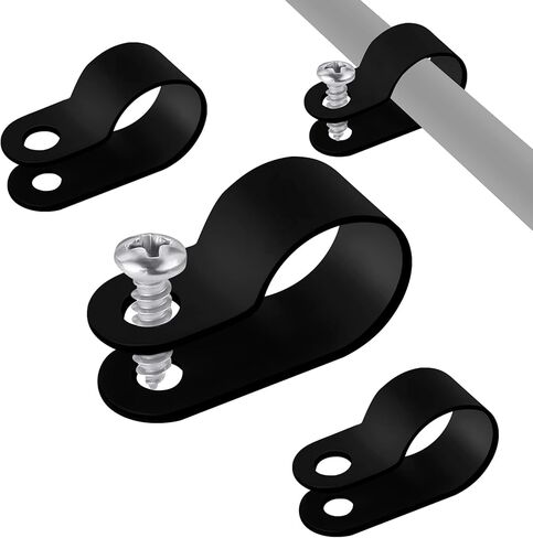 100 حزمة 1/4 بوصة مشبك كابل من النوع R مشبك سلك مشبك نايلون برغي تثبيت مشابك سلك كهربائية مع 100 حزمة براغي لإدارة الأسلاك (1/4 بوصة، أبيض) in Kuwait