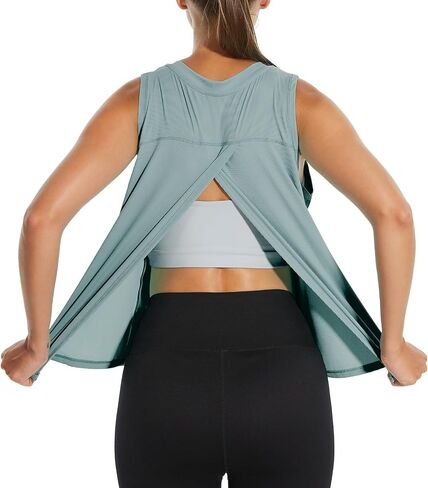 HODOSPORTS Workout Tops for Women Tank Tops Open Back Athletic Yoga Sleeveless Shirts in Saudi Arabia