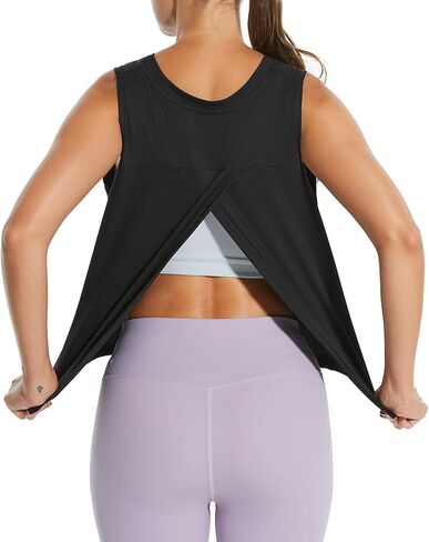 HODOSPORTS Workout Tops for Women Tank Tops Open Back Athletic Yoga Sleeveless Shirts in Saudi Arabia