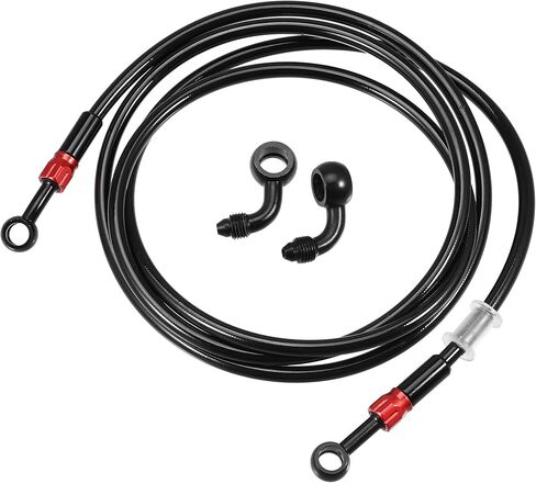 X AUTOHAUX خرطوم الفرامل AN3 28 90 درجة M10 دراجة نارية خط الفرامل الهيدروليكية خرطوم النفط المناسب ل ATV دراجة نارية موتوكروس سباق الدراجة 200 سم أسود 1 مجموعة in Kuwait
