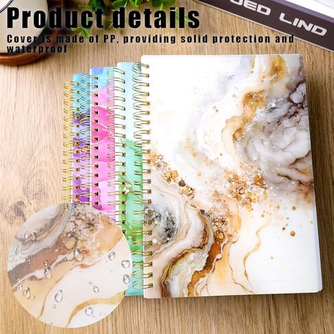 4 قطع من دفاتر الملاحظات الحلزونية مقاس A5، دفاتر ملاحظات حلزونية بغلاف مقوى بتصميم رخامي دفاتر ملاحظات مسطرة للكلية للنساء هدية للوازم المدرسية المكتبية in Kuwait