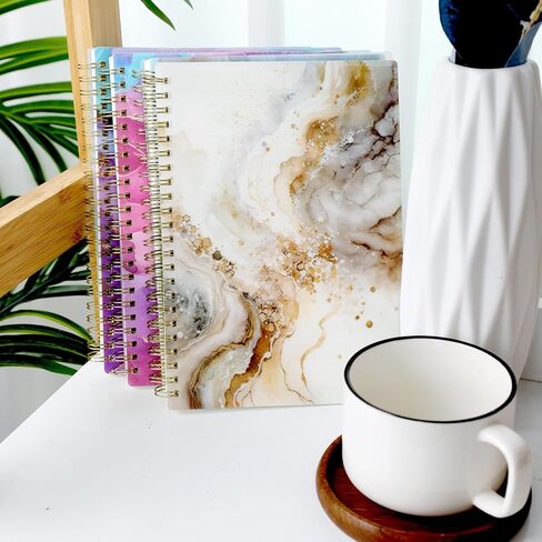 4 قطع من دفاتر الملاحظات الحلزونية مقاس A5، دفاتر ملاحظات حلزونية بغلاف مقوى بتصميم رخامي دفاتر ملاحظات مسطرة للكلية للنساء هدية للوازم المدرسية المكتبية in Kuwait