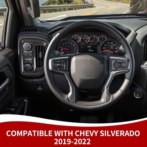 Air Conditioning Outlet Vent Trim, Center Console Dash AC Vent Ring Cover Compatible with 2019-2022 Chevrolet Silverado 1500 2500 3500 & 2019-2022 GMC-Sierra, Carbon Fiber in Saudi Arabia