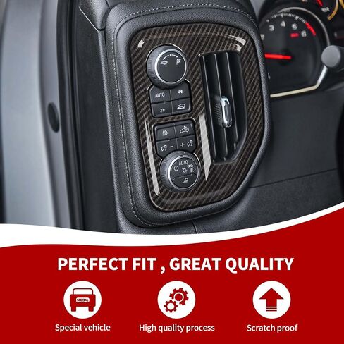 Air Conditioning Outlet Vent Trim, Center Console Dash AC Vent Ring Cover Compatible with 2019-2022 Chevrolet Silverado 1500 2500 3500 & 2019-2022 GMC-Sierra, Carbon Fiber in Saudi Arabia