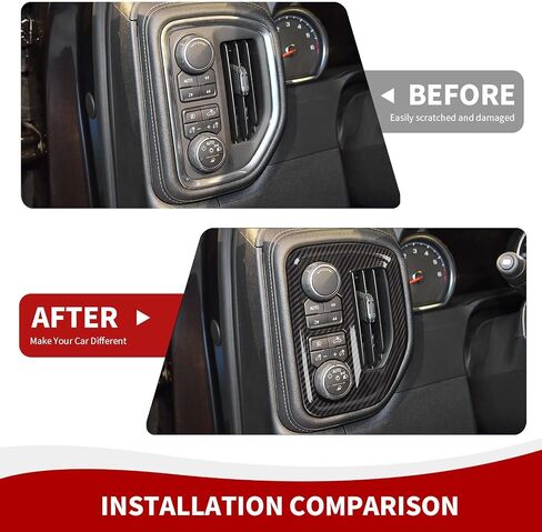 Air Conditioning Outlet Vent Trim, Center Console Dash AC Vent Ring Cover Compatible with 2019-2022 Chevrolet Silverado 1500 2500 3500 & 2019-2022 GMC-Sierra, Carbon Fiber in Saudi Arabia