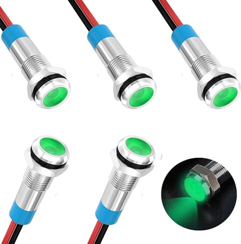 smseace 5Pack 1/4''(6mm) AC/DC12-24V LED Indicator Light Waterproof IP67 Aluminum Black Anodized 24 Volt led Lights Metal Pilot Lamp Lights Red Panel LED Indicator Signal Light in Saudi Arabia